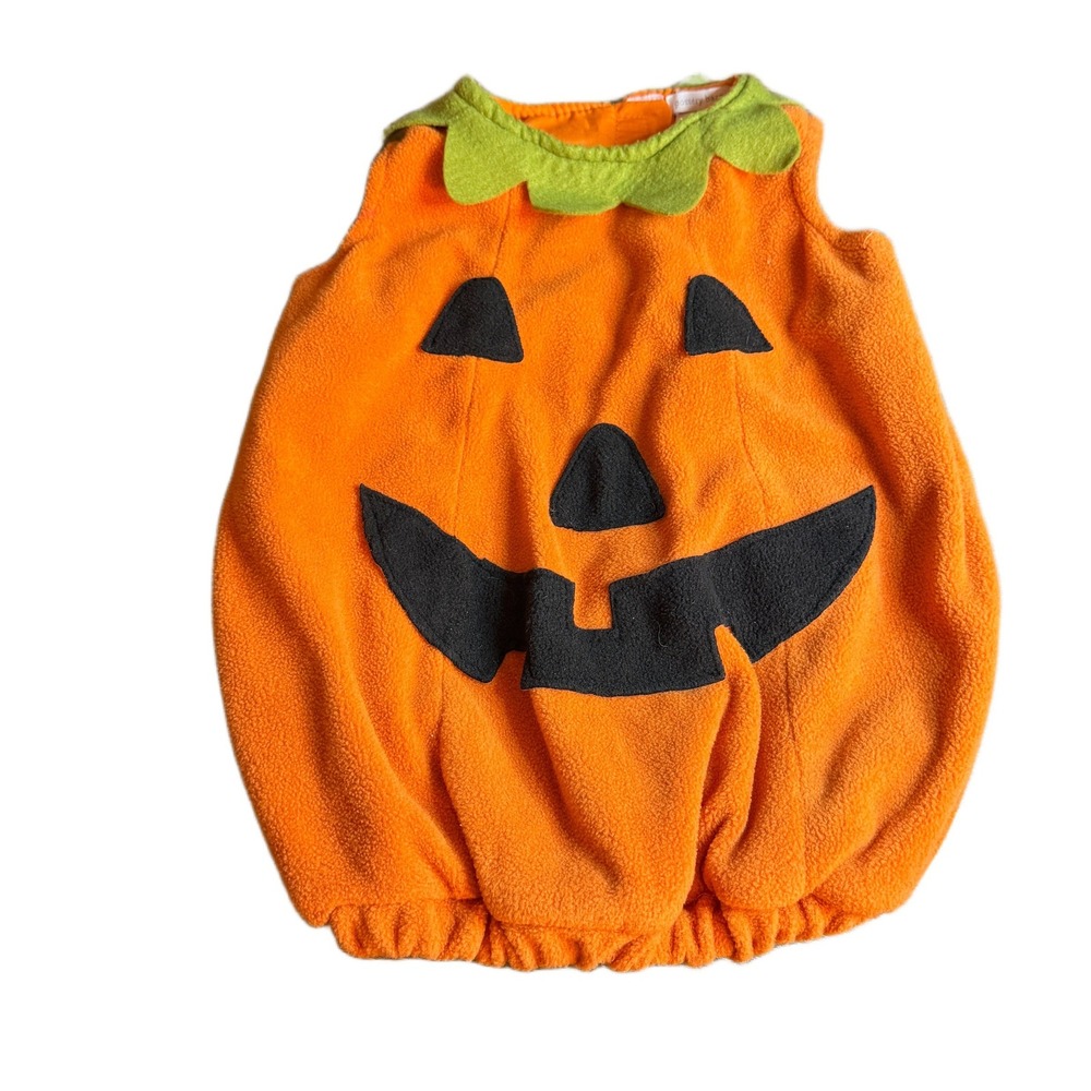 Pottery Barn Kids Baby Pumpkin Halloween Costume Fleece Vest Orange 6-12 Months